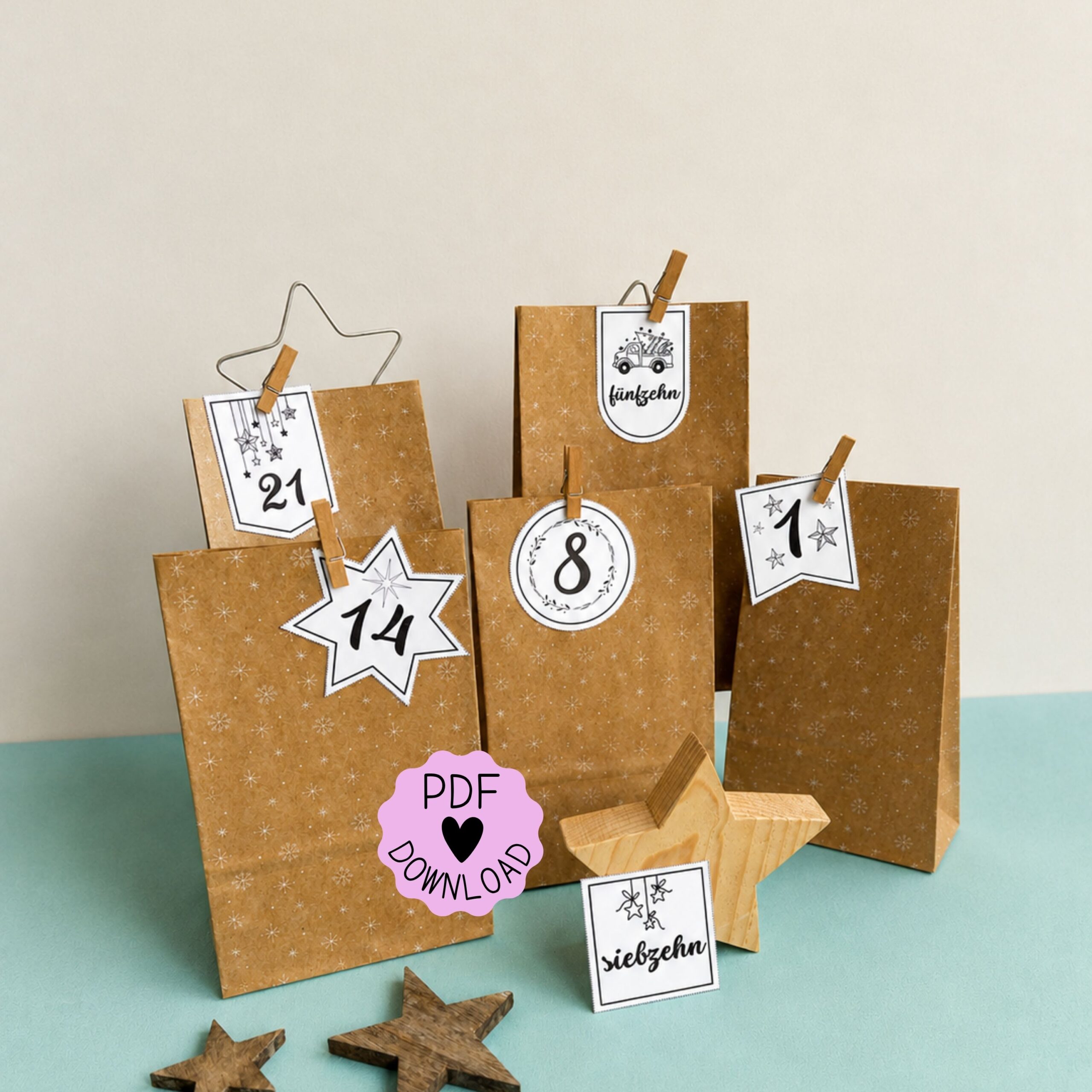 Adventskalender Zahlen Vorlage zum ausdrucken