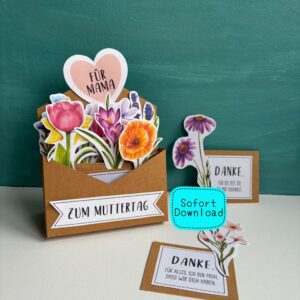 Muttertagsgeschenk "Blumen" Vorlage zum Ausdrucken