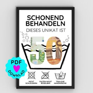 Geldgeschenk "50. Geburtstag" zum Ausdrucken