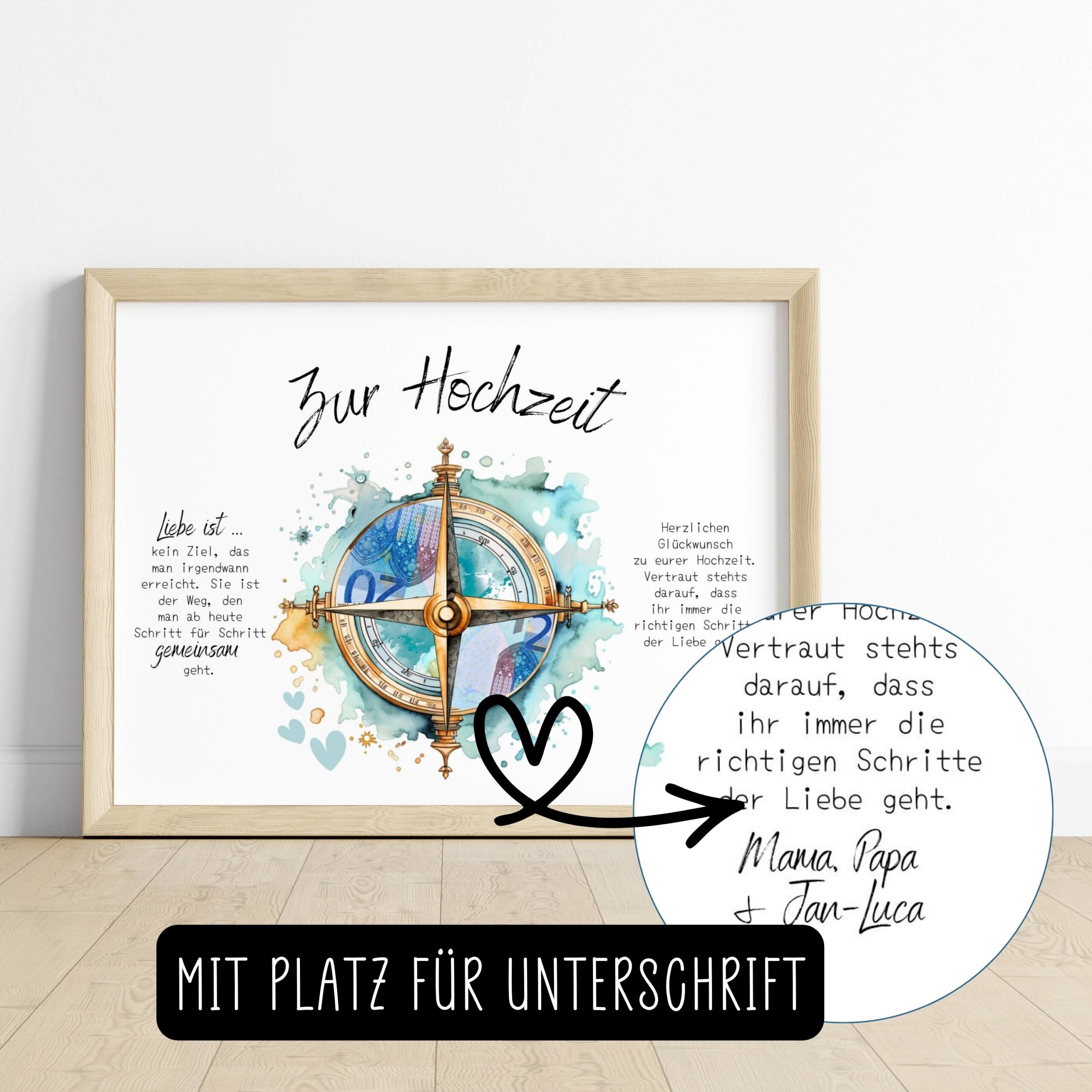 Geldgeschenk zur Hochzeit "Kompass" zum Ausdrucken – Bild 3