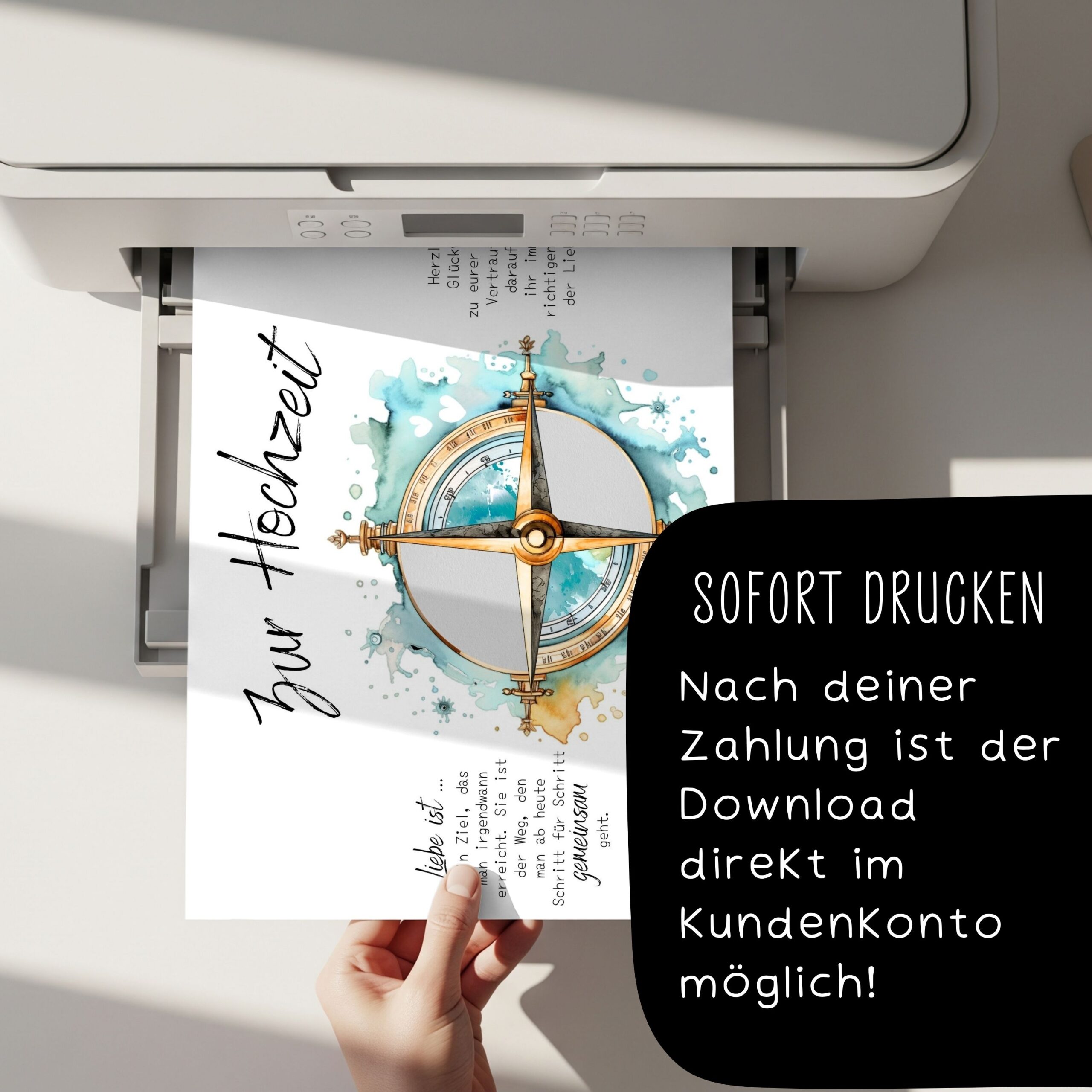 Geldgeschenk zur Hochzeit "Kompass" zum Ausdrucken – Bild 4