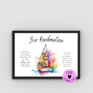 Geldgeschenk zur Konfirmation "Boot" zum Ausdrucken