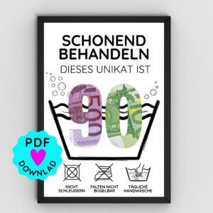 Geldgeschenk "90. Geburtstag" zum Ausdrucken