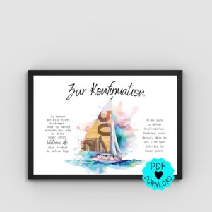 Geldgeschenk zur Konfirmation "Boot" zum Ausdrucken