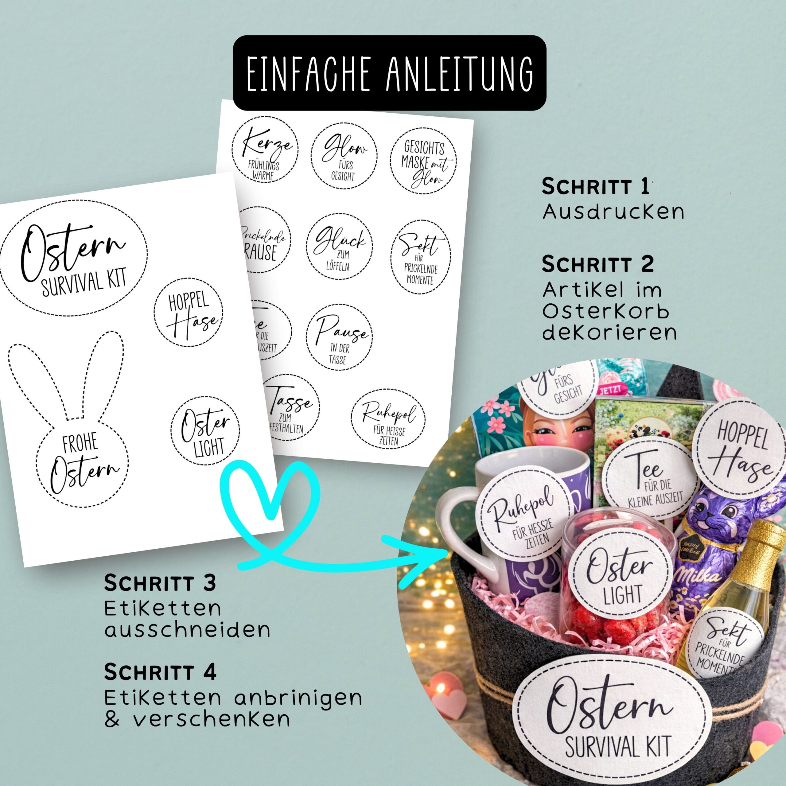 Ostergeschenk Geschenkkorb "Ostern Survival Kit" – Bild 2