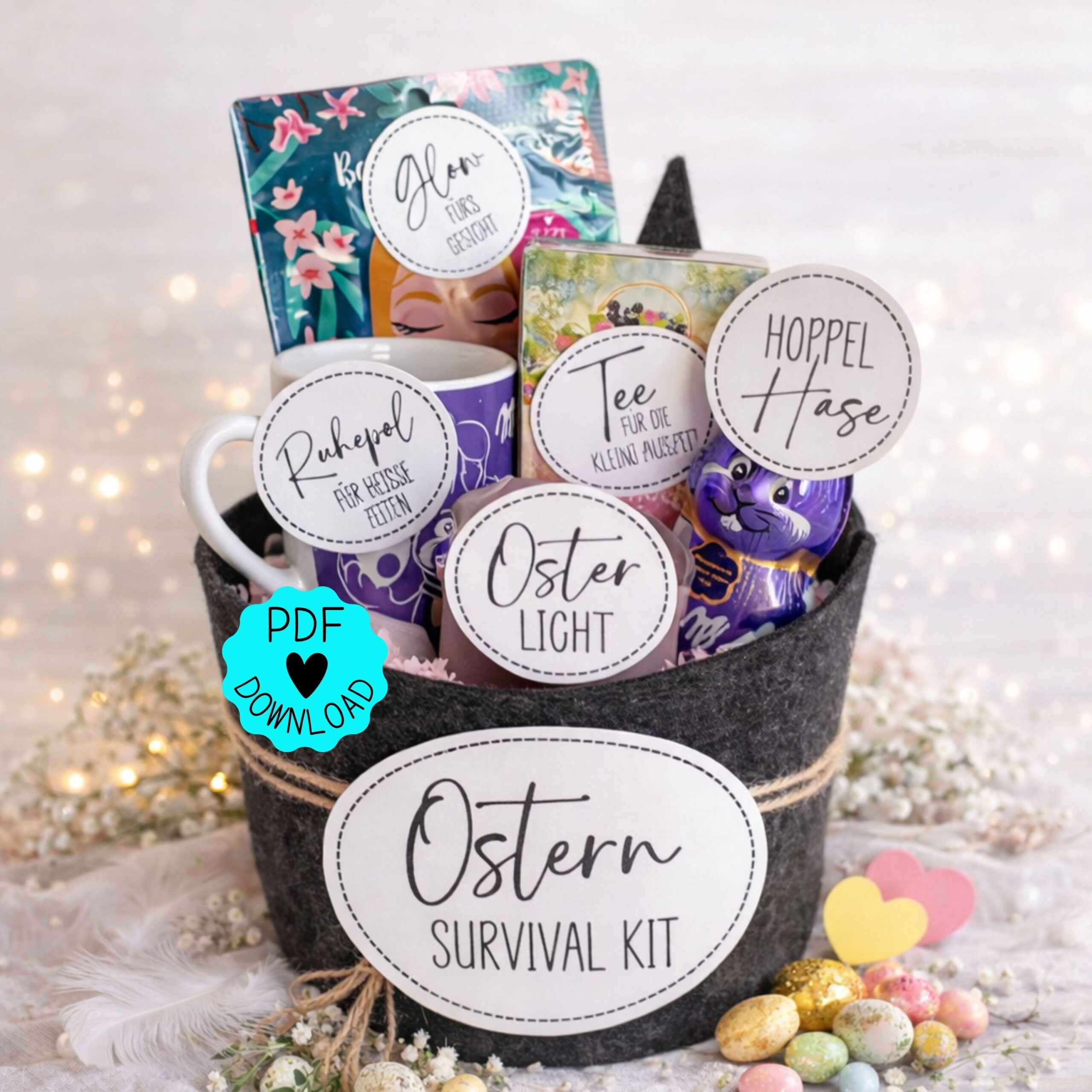 Ostergeschenk Geschenkkorb "Ostern Survival Kit"