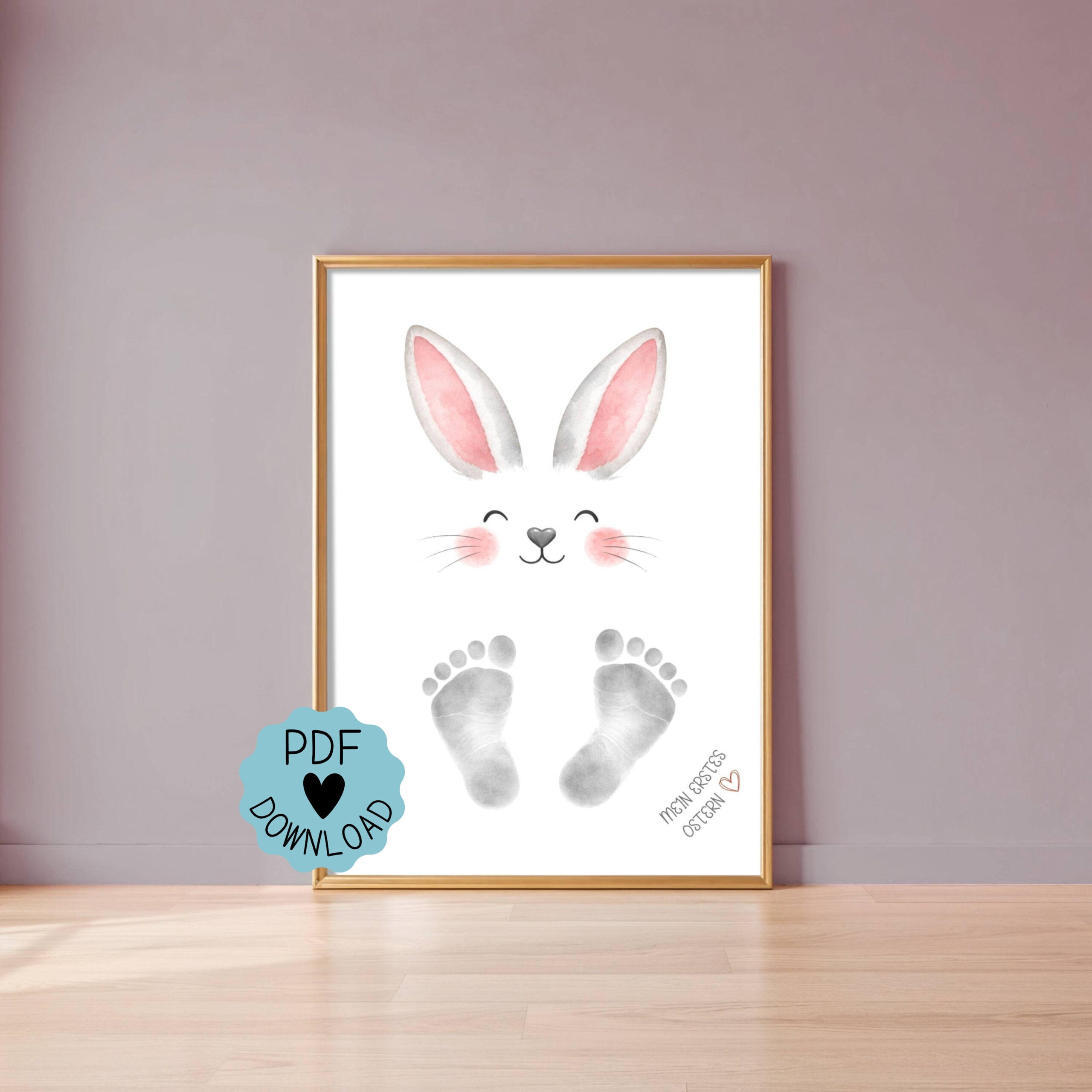 Ostergeschenk Fussabdruck zum Ausdrucken grau