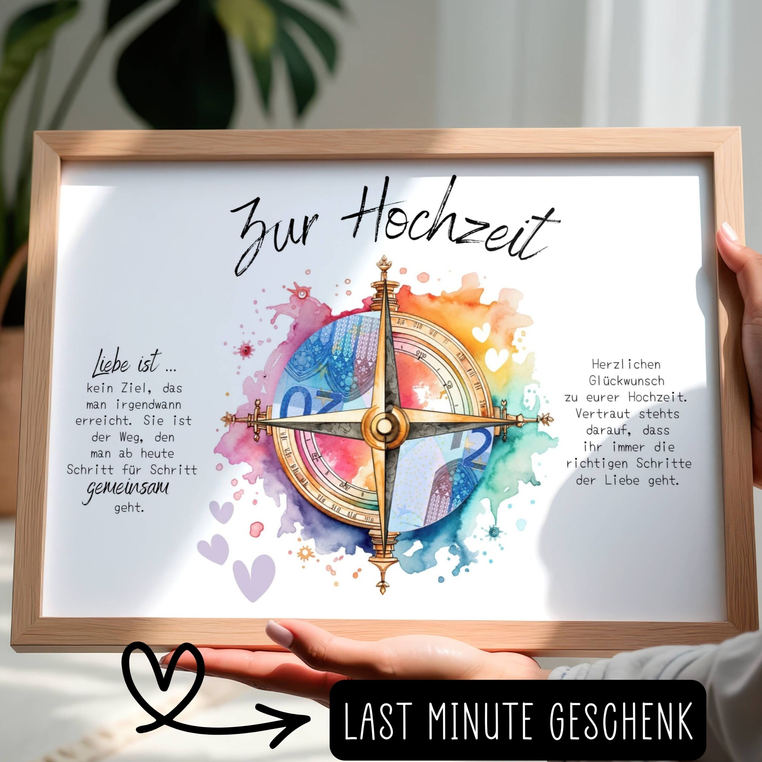Geldgeschenk zur Hochzeit "Kompass Regenbogen" zum Ausdrucken – Bild 2