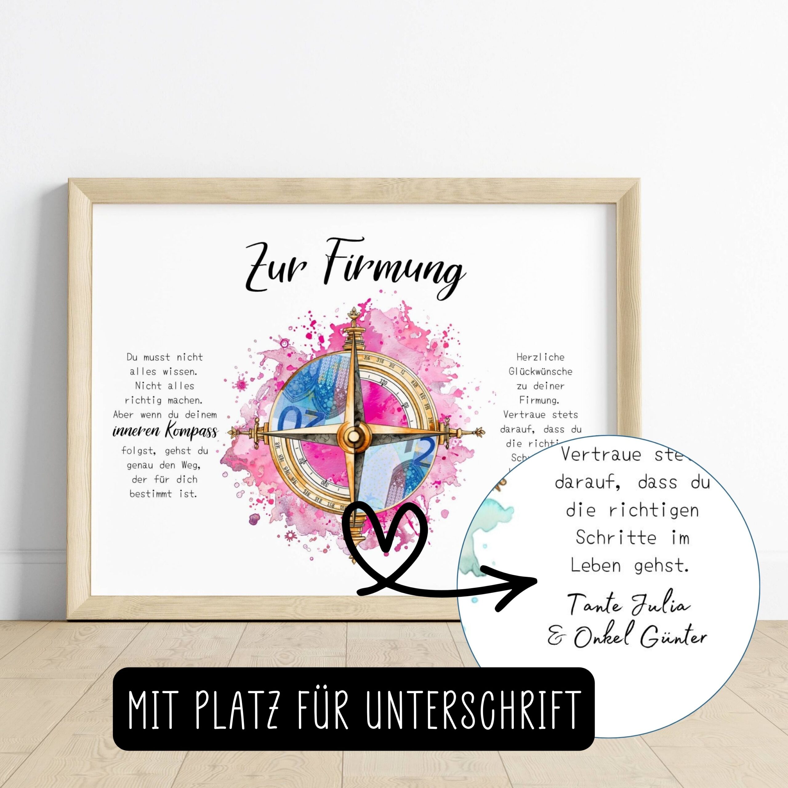 Geldgeschenk zur Firmung "Kompass pink" – Bild 2