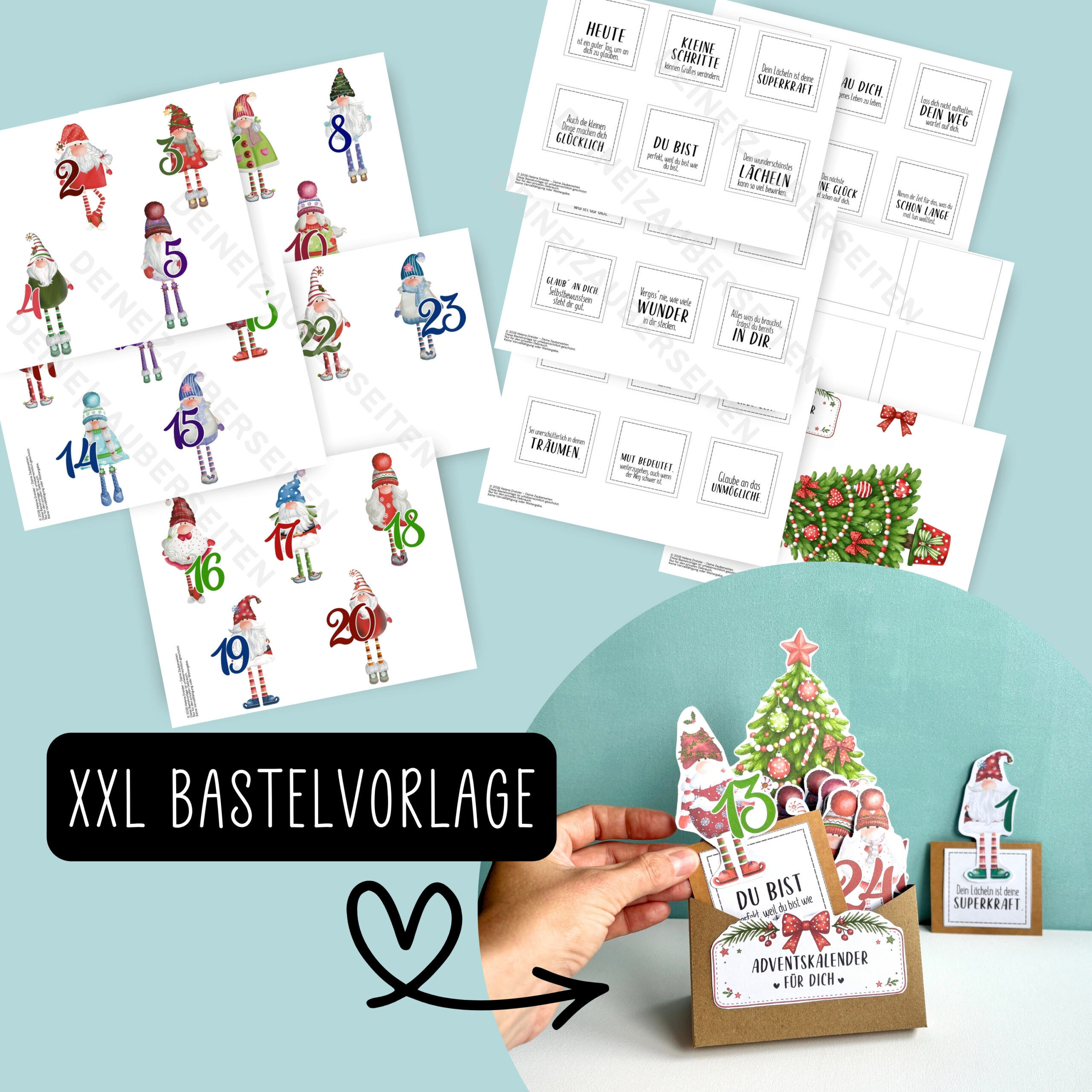 Adventskalender "Wichtel" Sprüche & Box – Bild 2