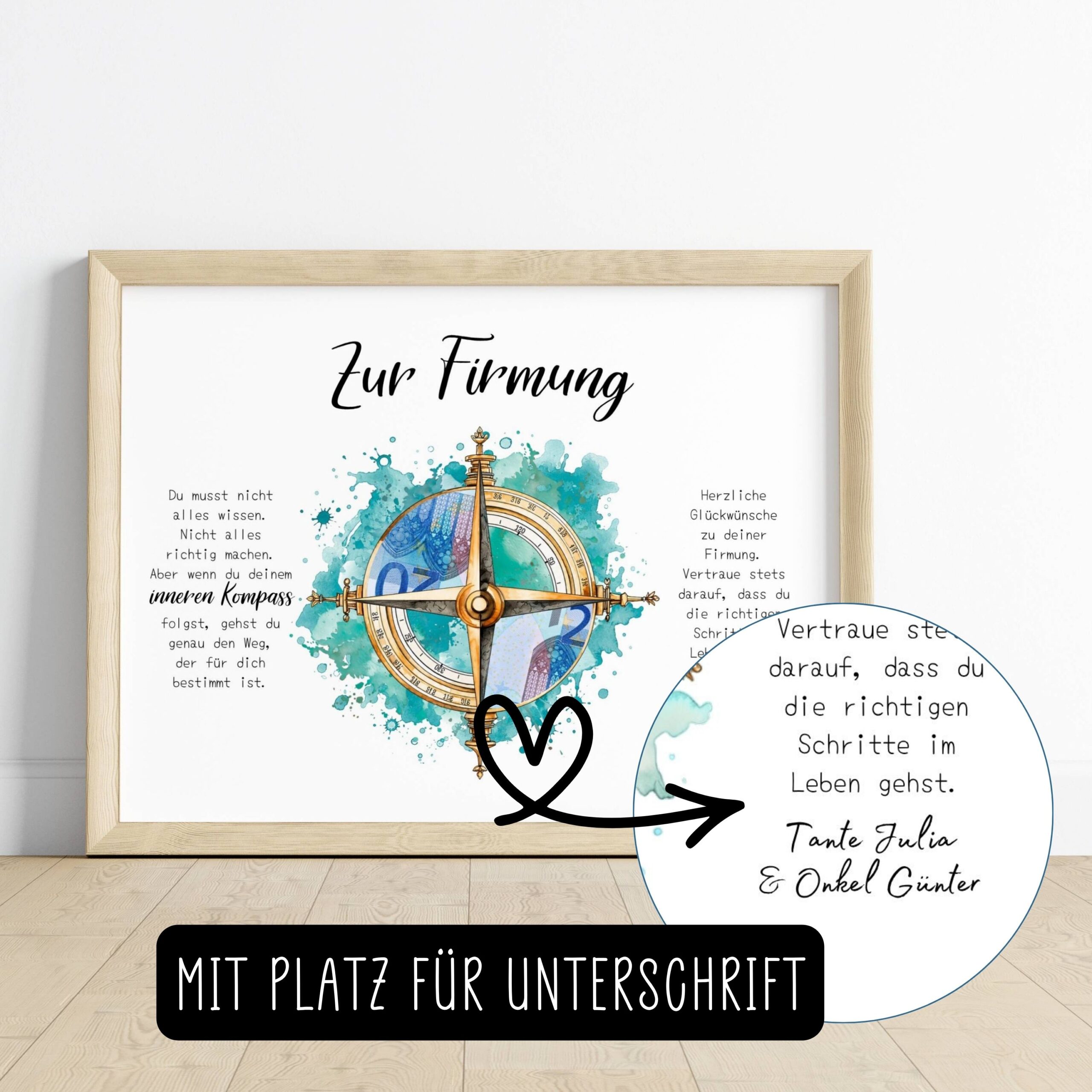 Geldgeschenk zur Firmung "Kompass türkis" – Bild 3