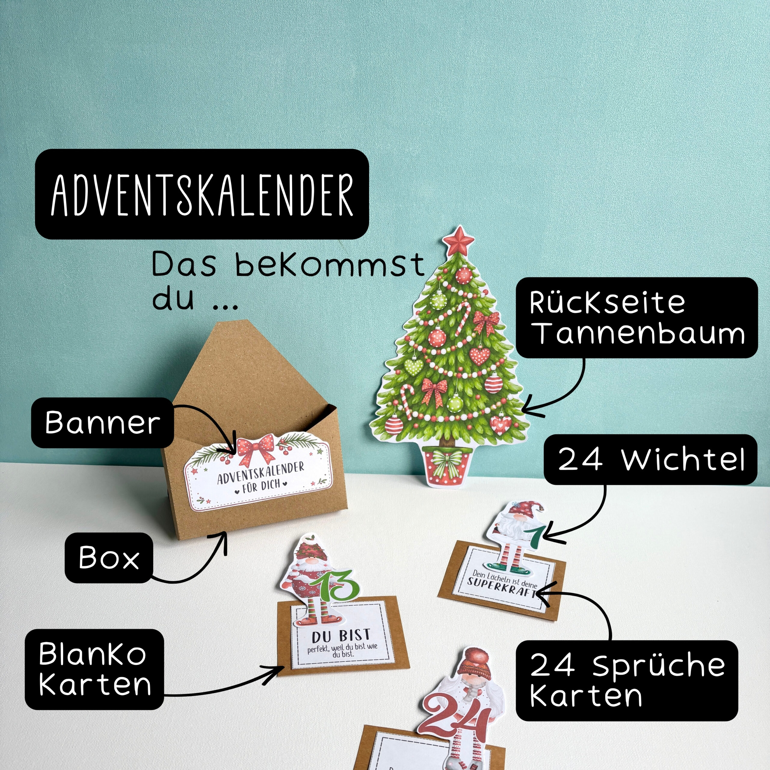 Adventskalender "Wichtel" Sprüche & Box – Bild 3