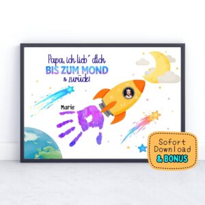 Vatertagsgeschenk "Handabdruck für Papa" zum Ausdrucken