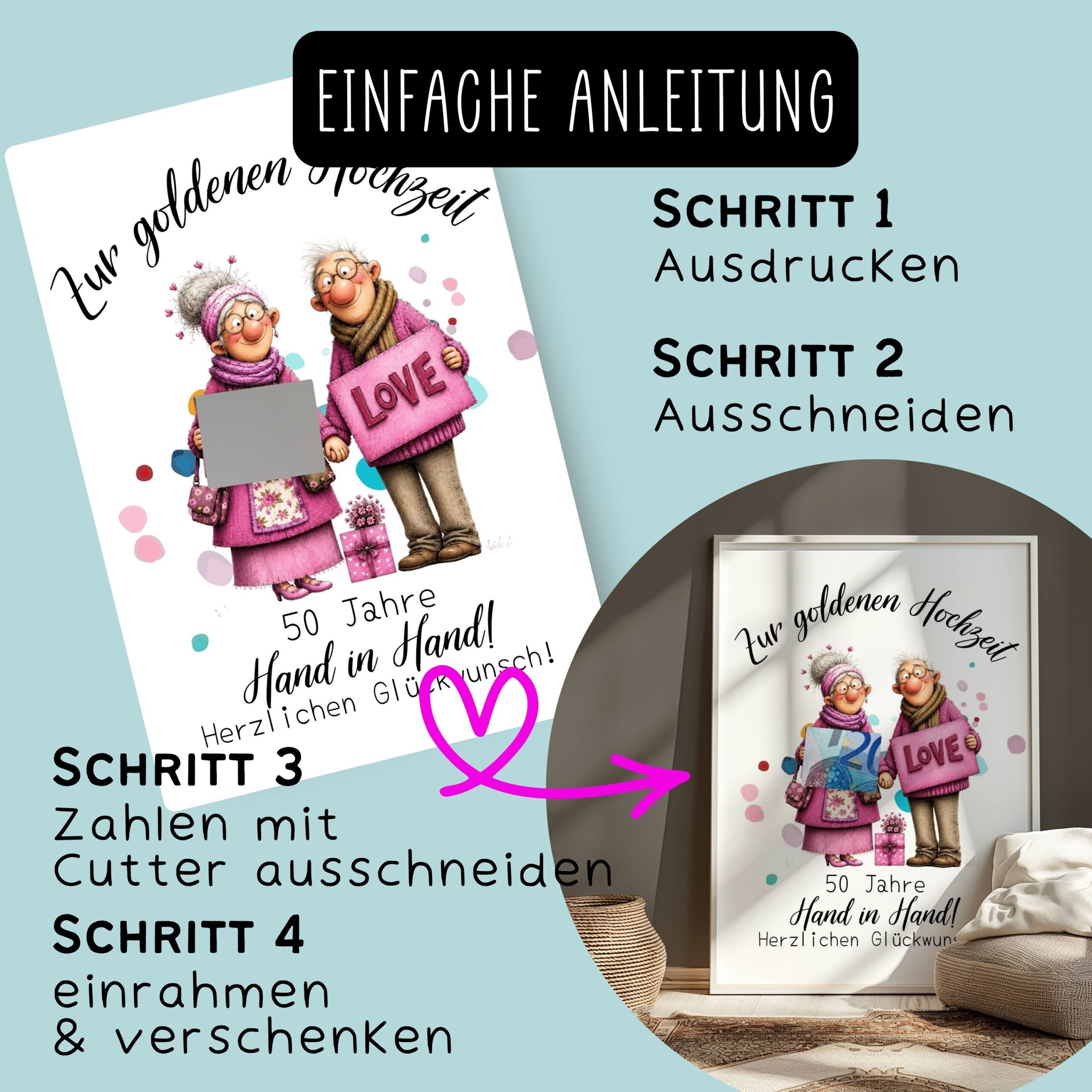 Geldgeschenk zur goldenen Hochzeit zum Ausdrucken – Bild 3