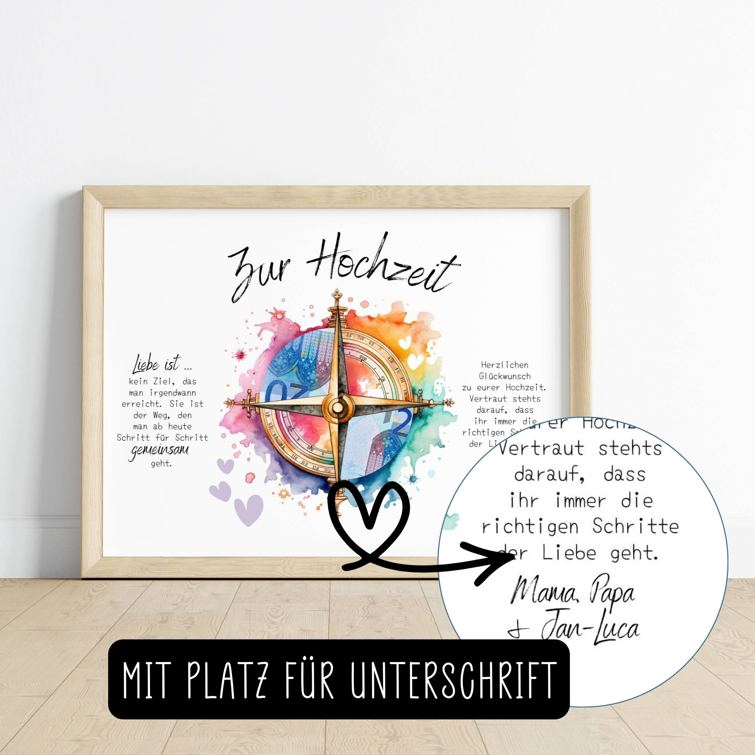 Geldgeschenk zur Hochzeit "Kompass Regenbogen" zum Ausdrucken – Bild 3