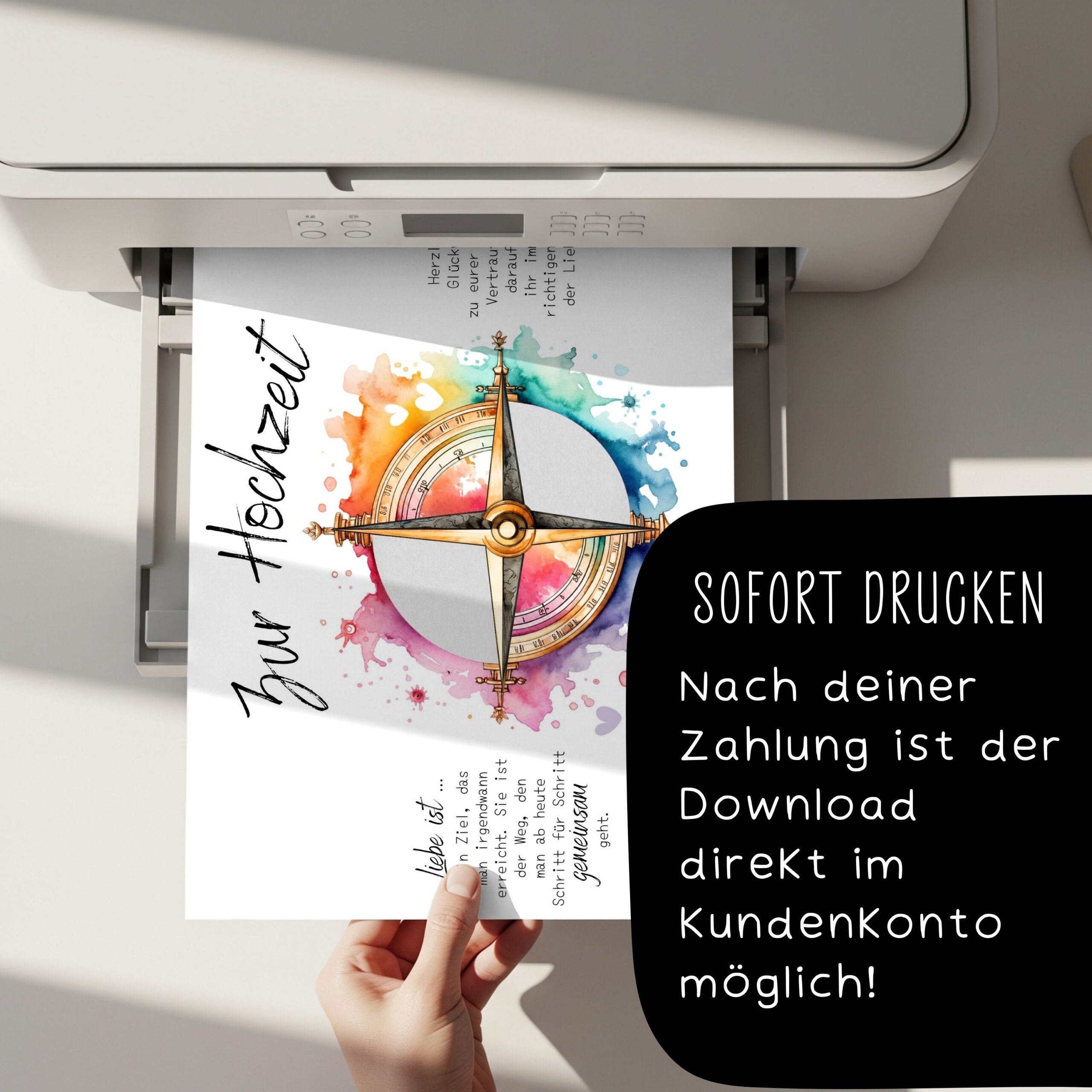 Geldgeschenk zur Hochzeit "Kompass Regenbogen" zum Ausdrucken – Bild 4