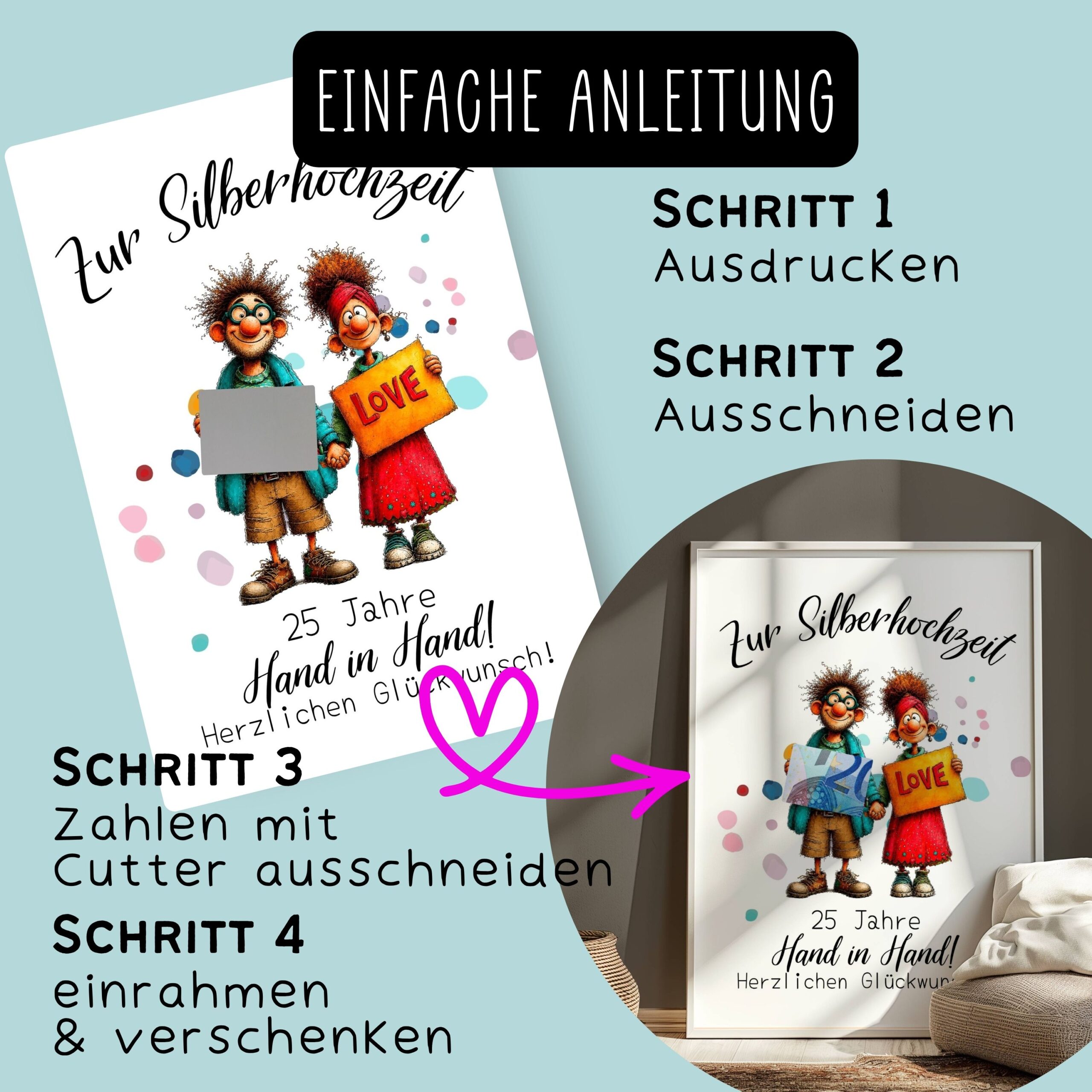 Geldgeschenk zur Silberhochzeit zum Ausdrucken – Bild 3