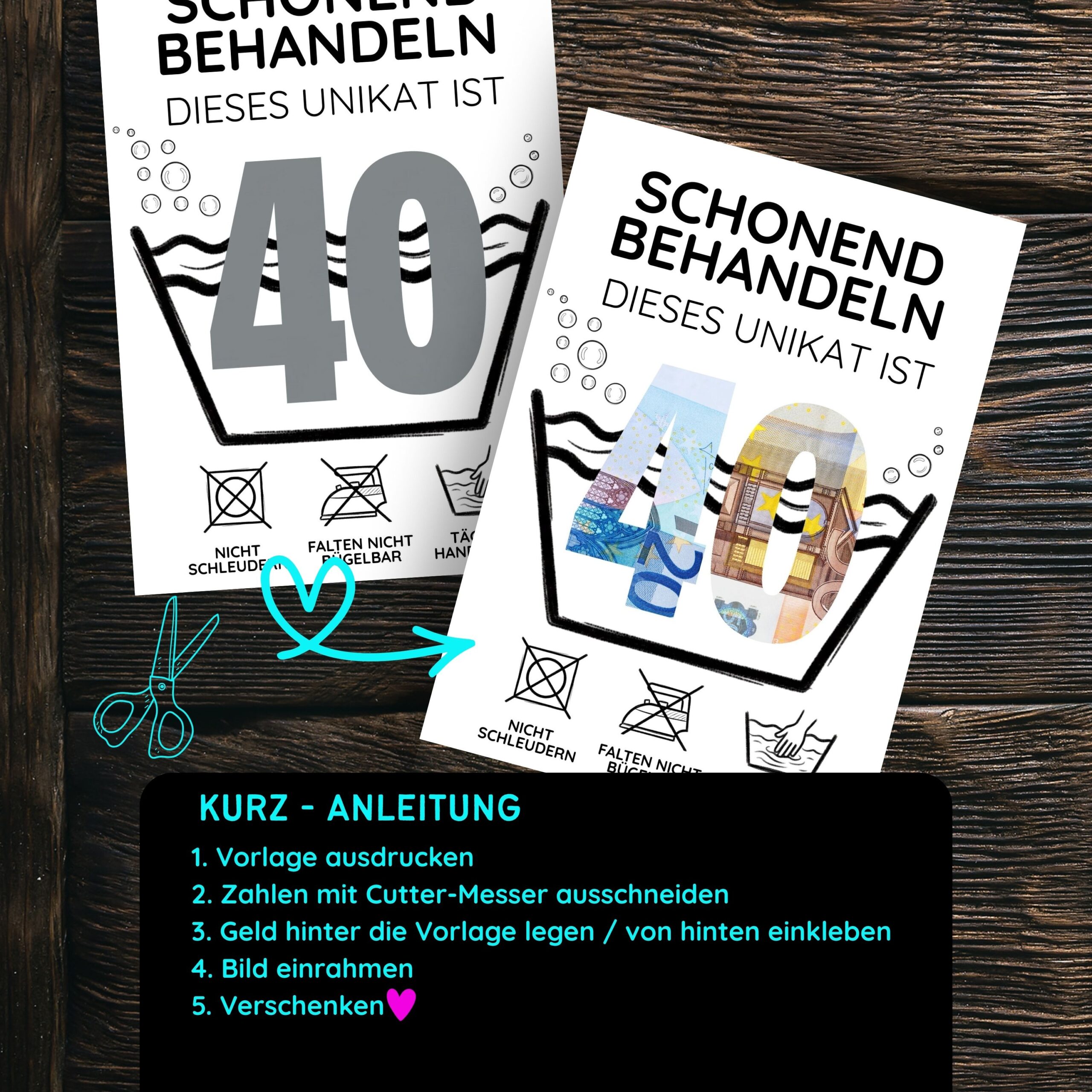 Geldgeschenk "40. Geburtstag" zum Ausdrucken – Bild 3