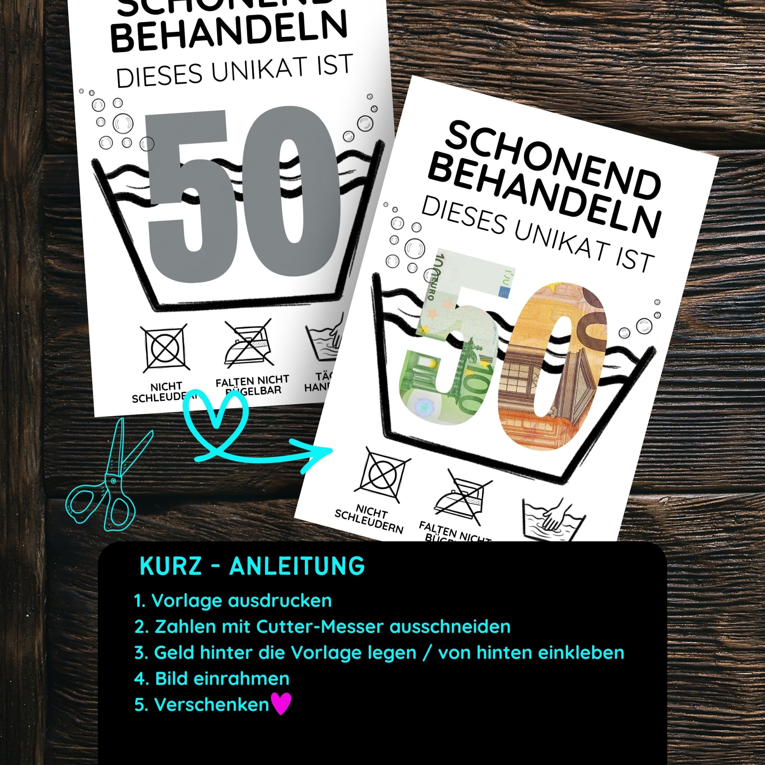 Geldgeschenk "50. Geburtstag" zum Ausdrucken – Bild 3