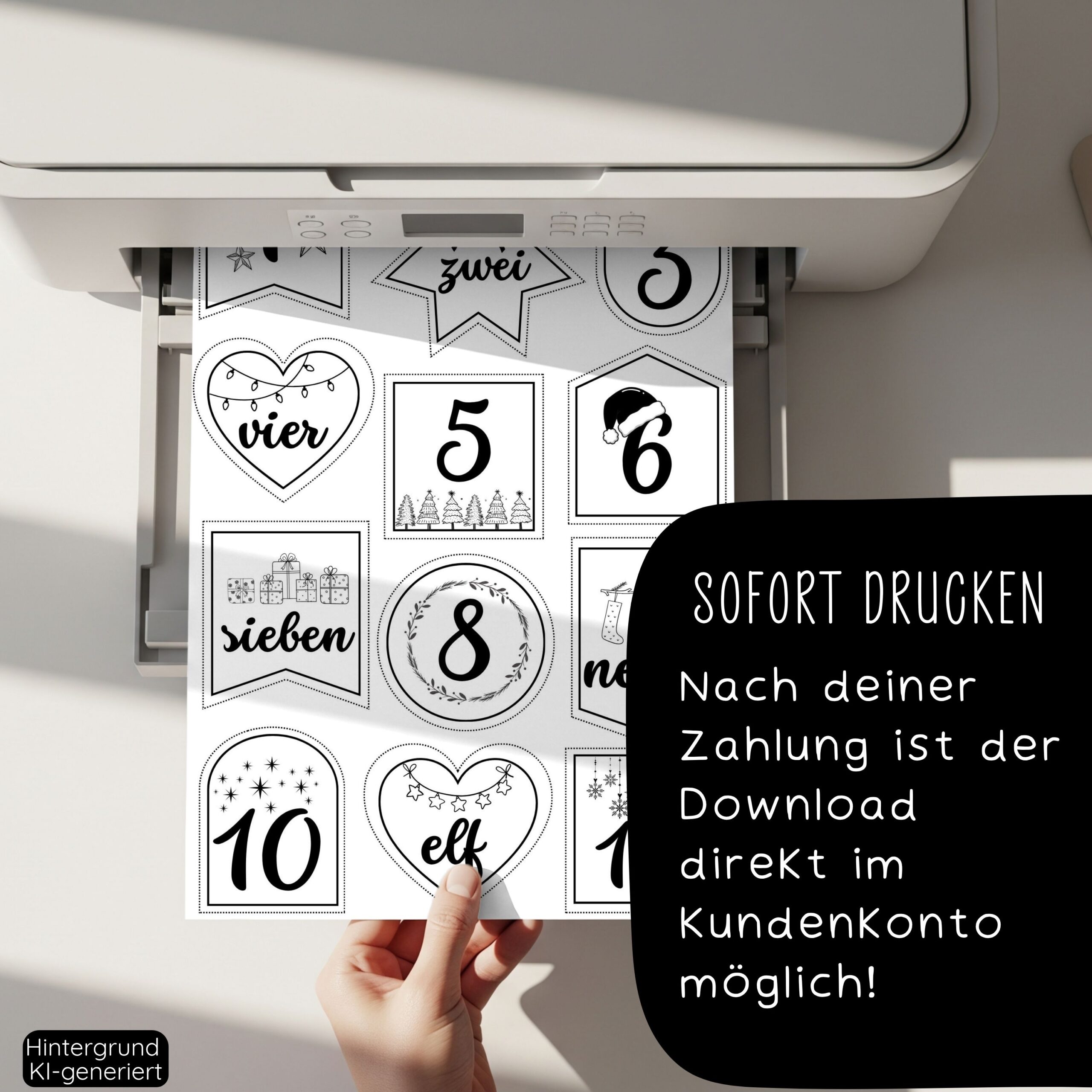 Adventskalender Zahlen Vorlage zum ausdrucken – Bild 5