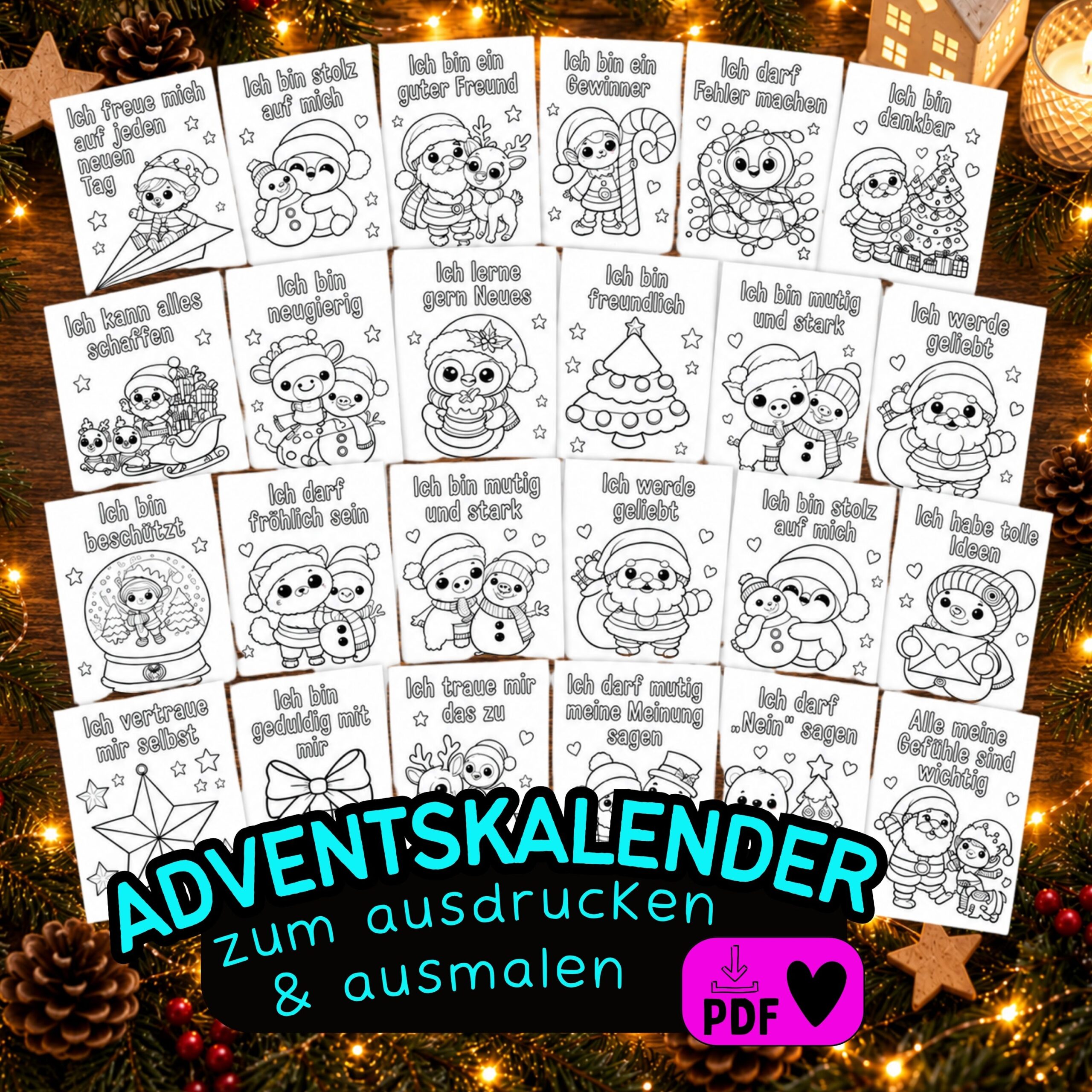 Adventskalender "Affirmationen für Kinder" zum ausmalen