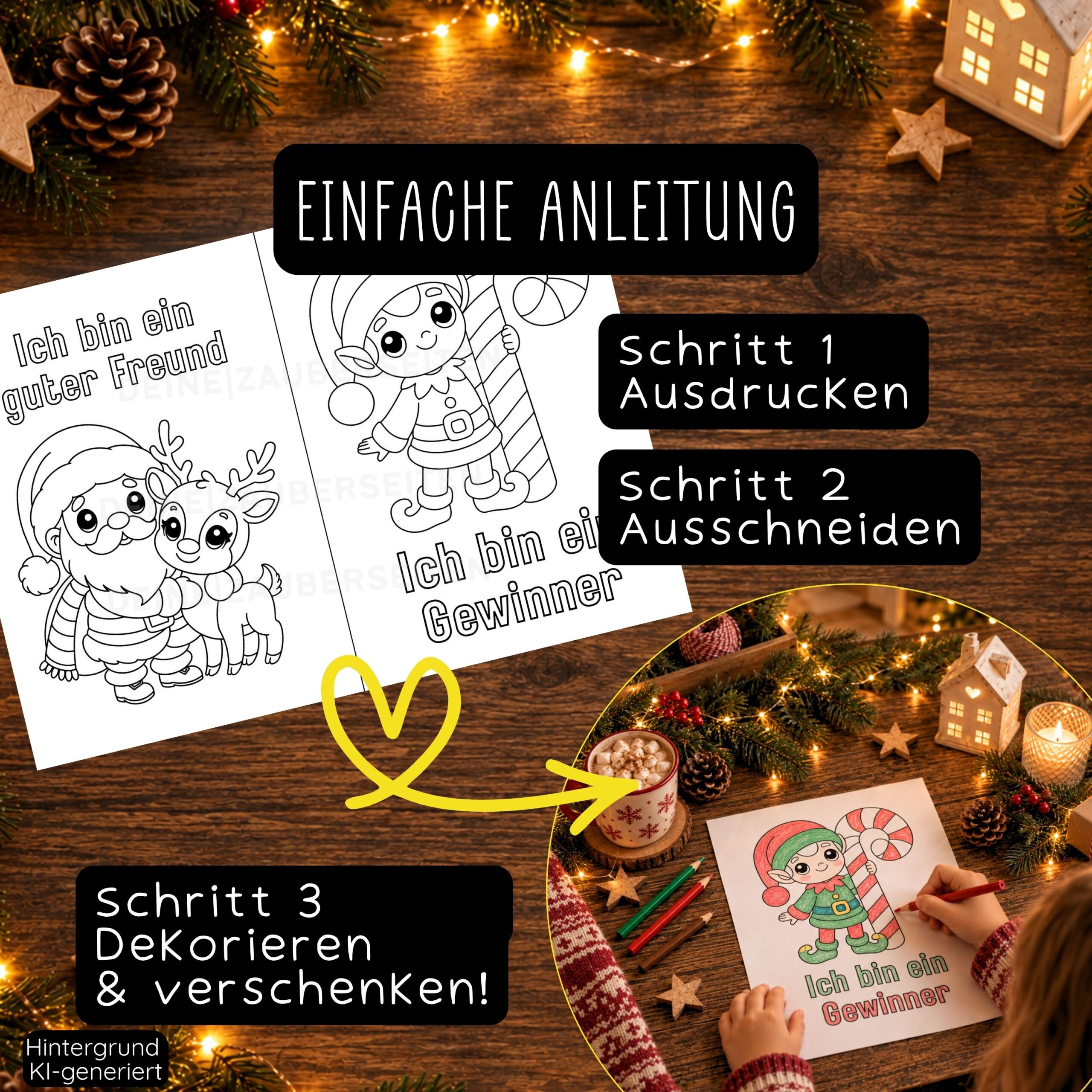 Adventskalender "Affirmationen für Kinder" zum ausmalen – Bild 3