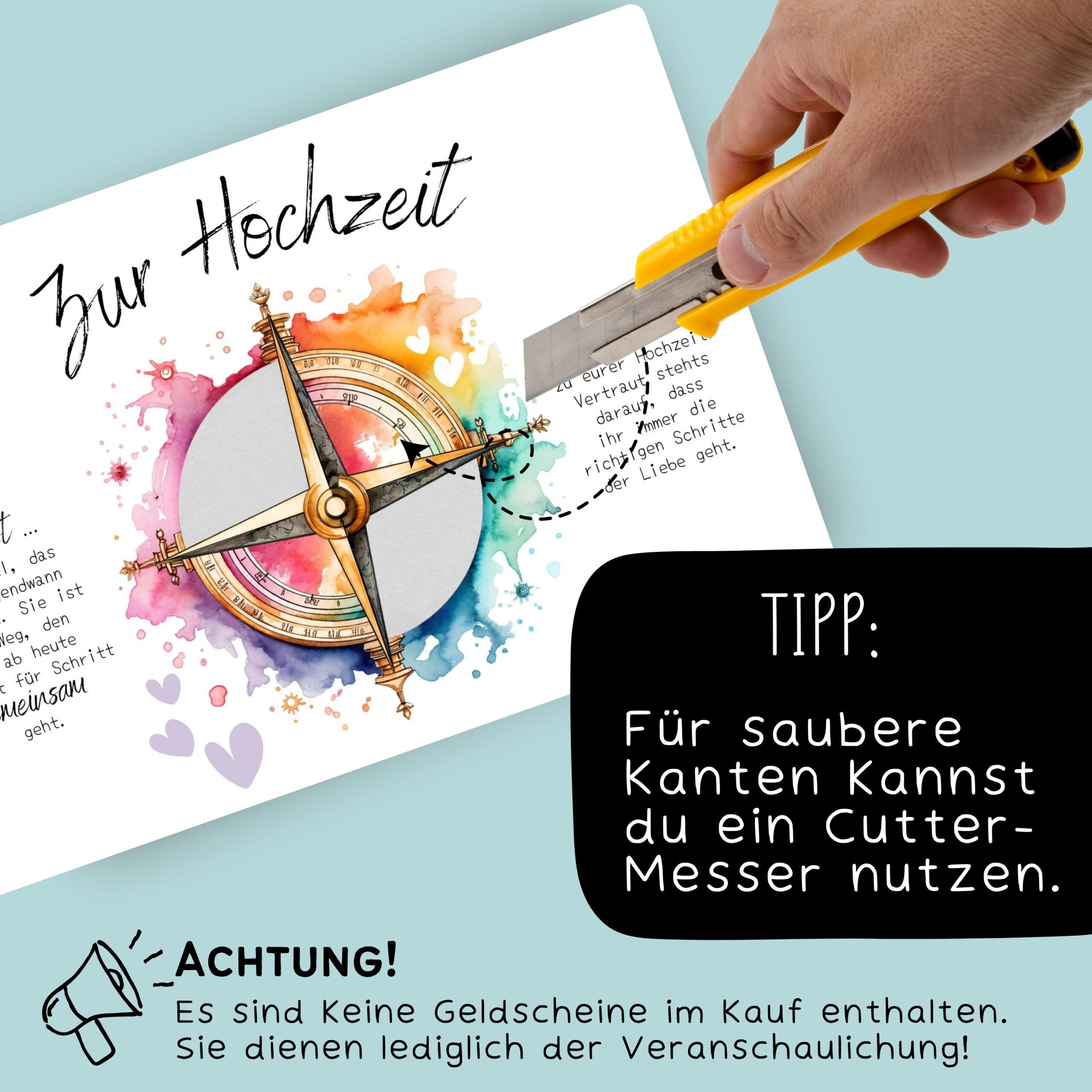 Geldgeschenk zur Hochzeit "Kompass Regenbogen" zum Ausdrucken – Bild 6