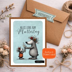 Muttertag Karte Bastel-Set zum Ausdrucken