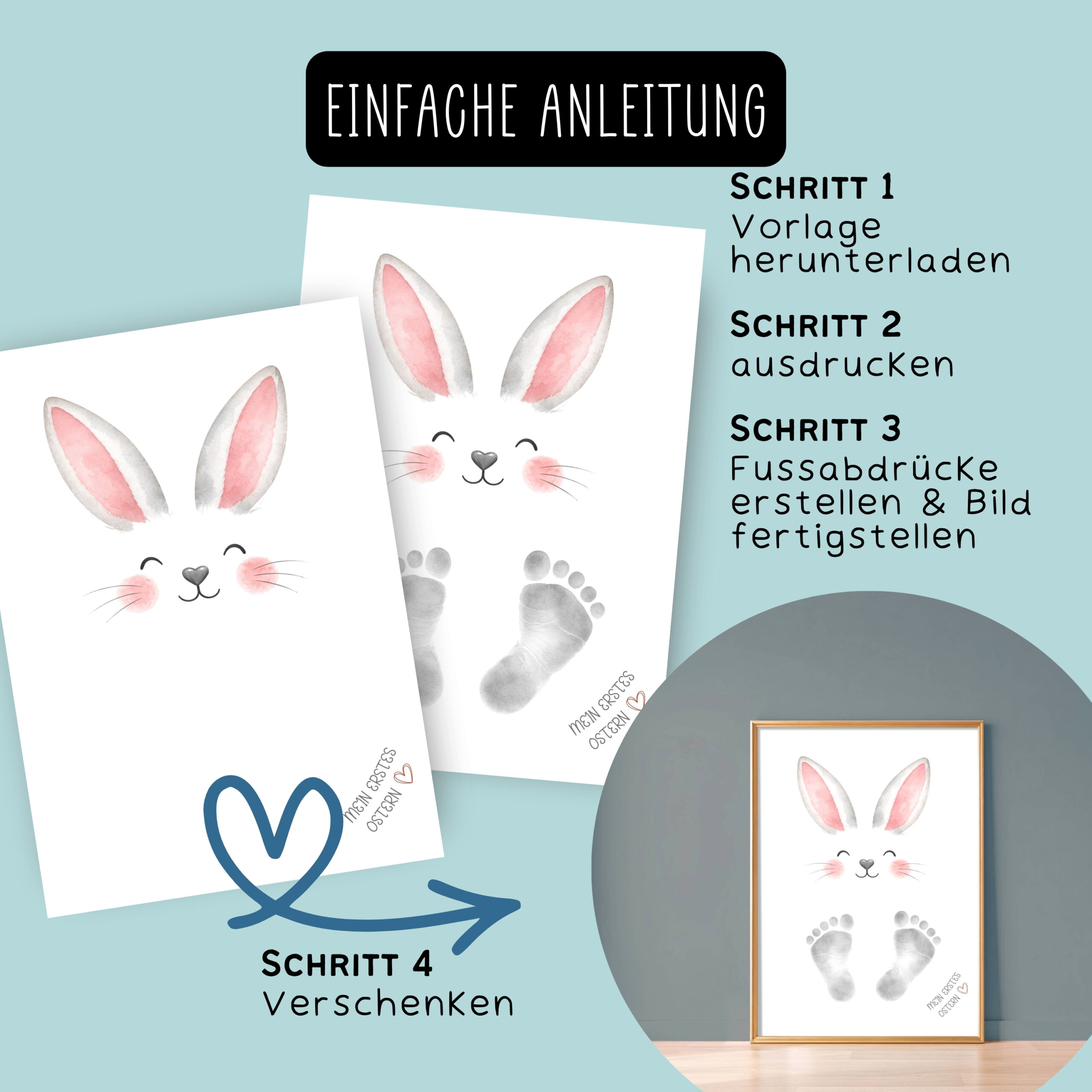 Ostergeschenk Fussabdruck zum Ausdrucken grau – Bild 4