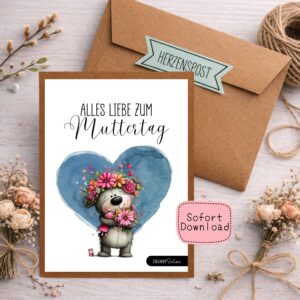 Muttertag Karte Bastel-Set zum Ausdrucken