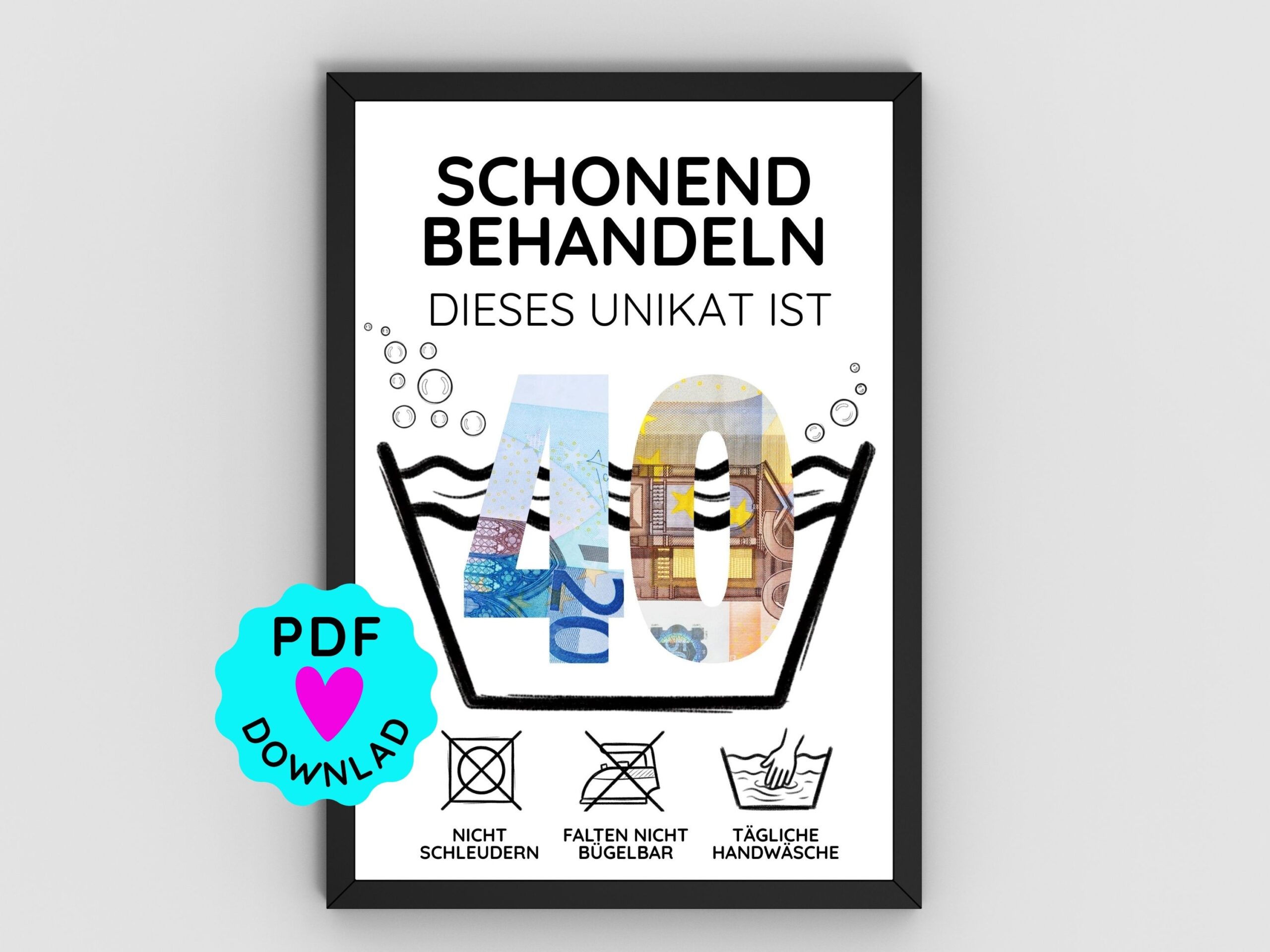 Geldgeschenk "40. Geburtstag" zum Ausdrucken