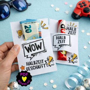 Geldgeschenk "Halbzeit geschafft!" Zwischenzeugnis