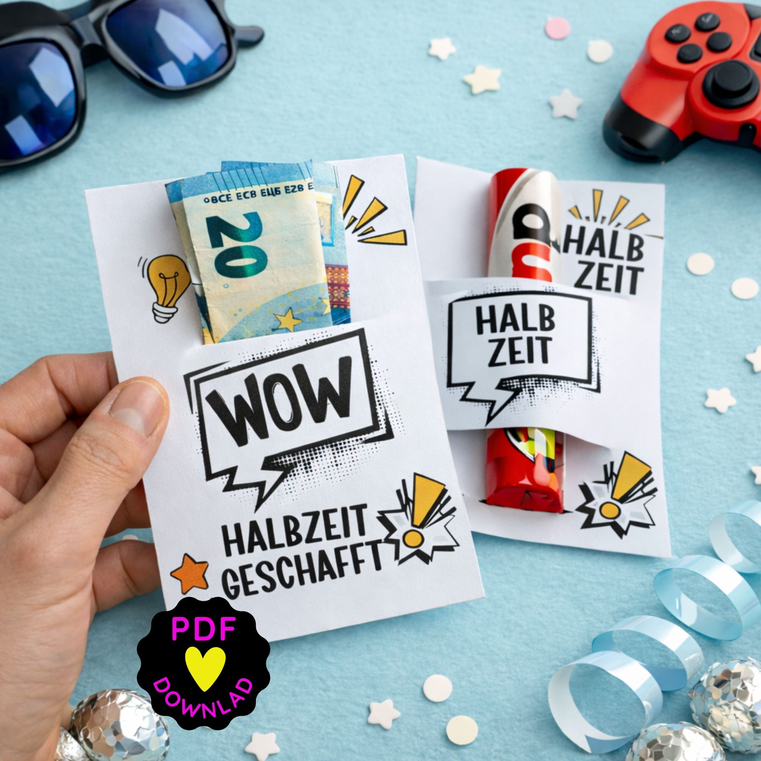 Geldgeschenk "Halbzeit geschafft!" Zwischenzeugnis